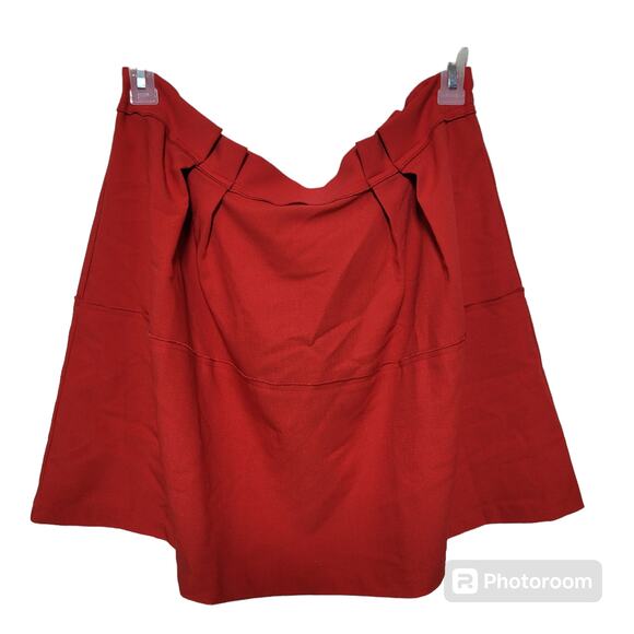 Lace & Mesh Cherry Red Pleated Front A-Line Skirt Size XL - Picture 4 of 6